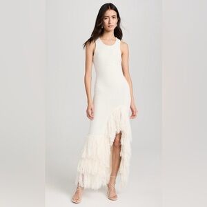 AKNVAS Sasha Knit Fringe Dress in White L